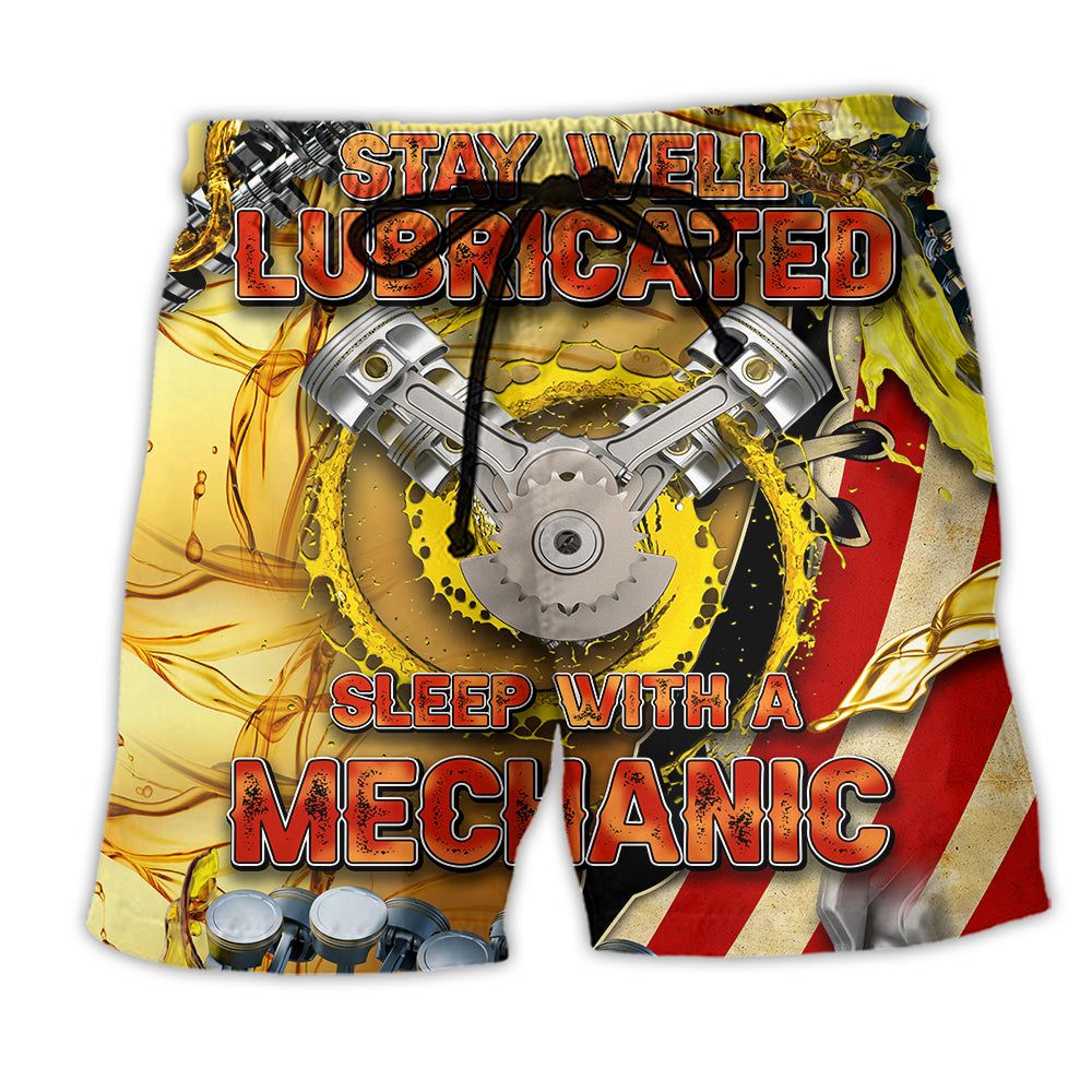 Mechanic Stay Well Lubricated Sleep With A Mechanic Trendy Aloha Hawaiian Beach Shorts