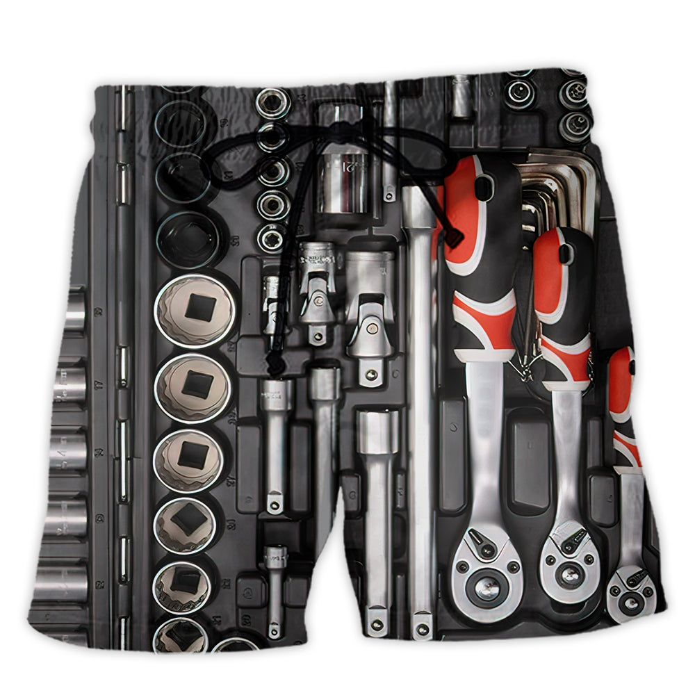 Mechanic Toolbox Amazing Style Trendy Aloha Hawaiian Beach Shorts