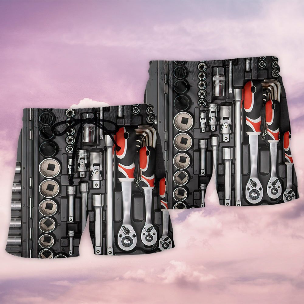 Mechanic Toolbox Amazing Style Trendy Aloha Hawaiian Beach Shorts