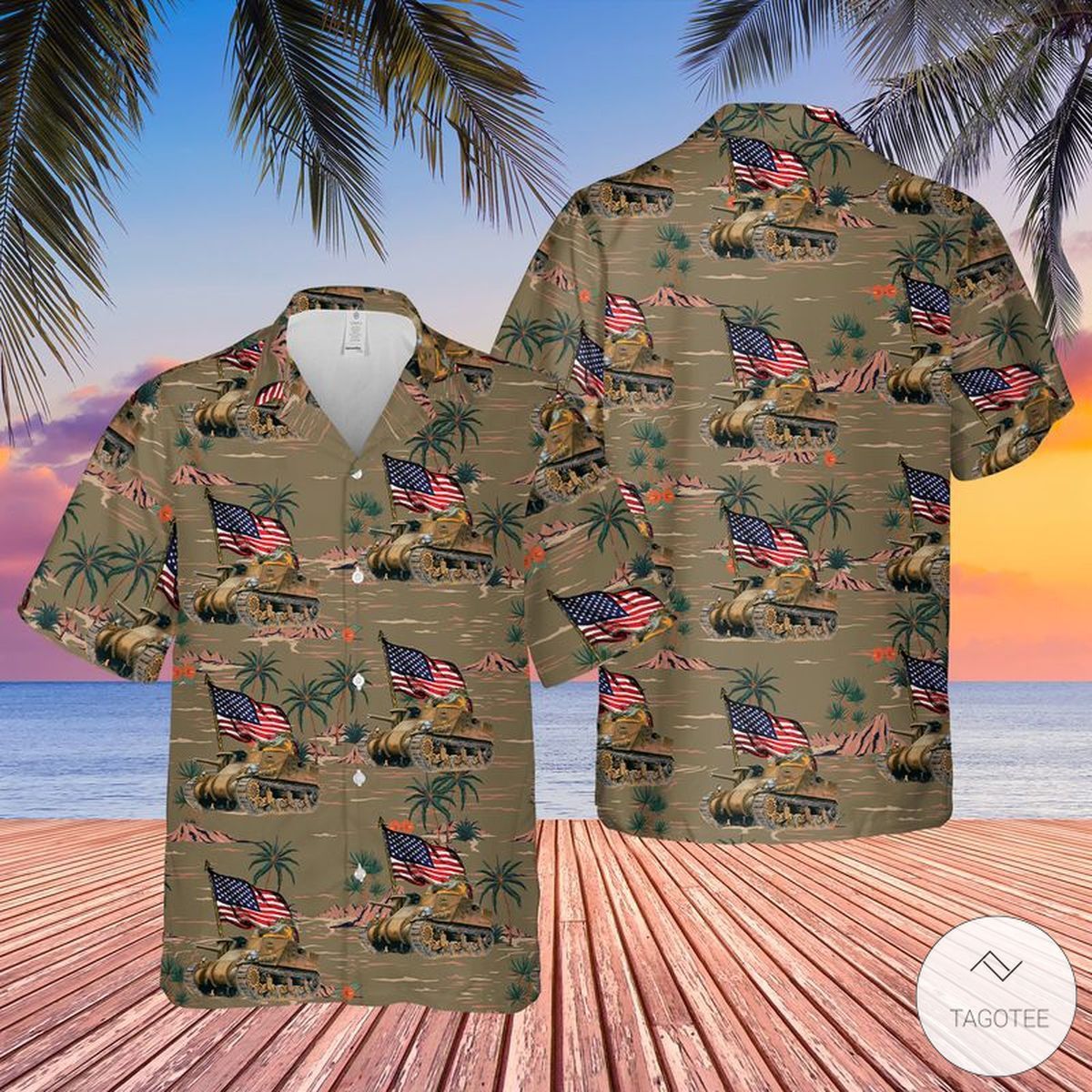 Medium Tank Lee US Army Celebratory 4tof July Hawaiian Shirt