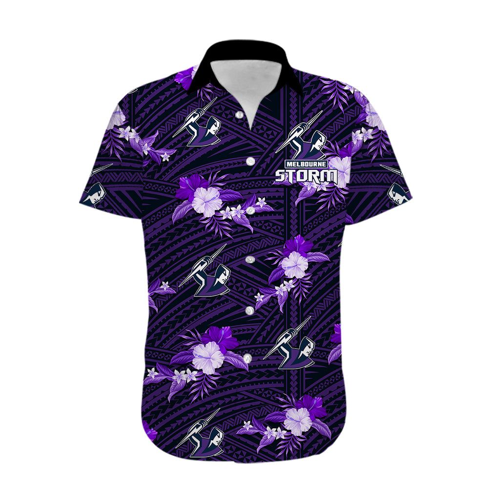 Melbourne Storm 2023 NRL Hawaiian Personalized Thunder Clash Tee