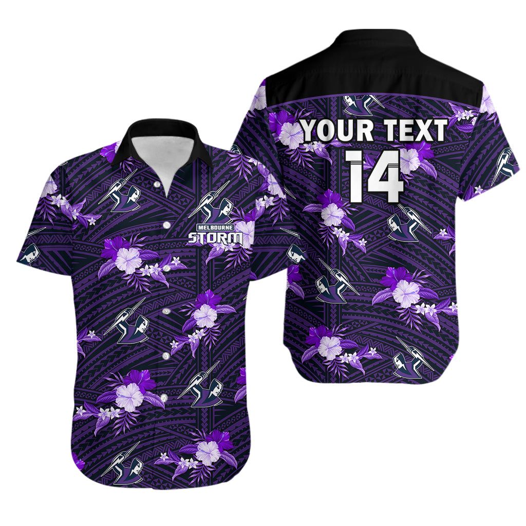 Melbourne Storm 2023 NRL Hawaiian Personalized Thunder Clash Tee