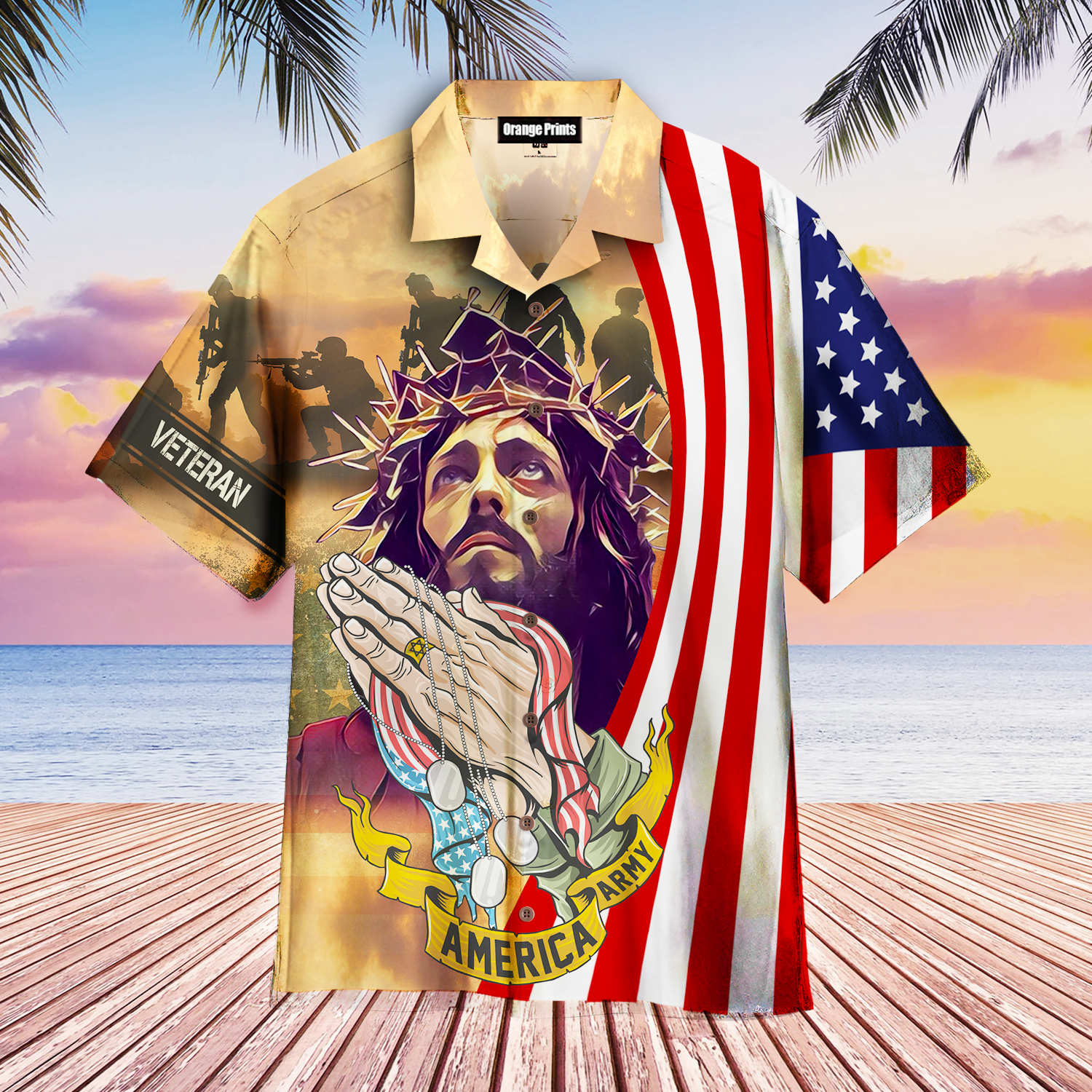 Memorial Day Jesus Bless For American Veteran Aloha Hawaiian Shirts For Men & For Women |