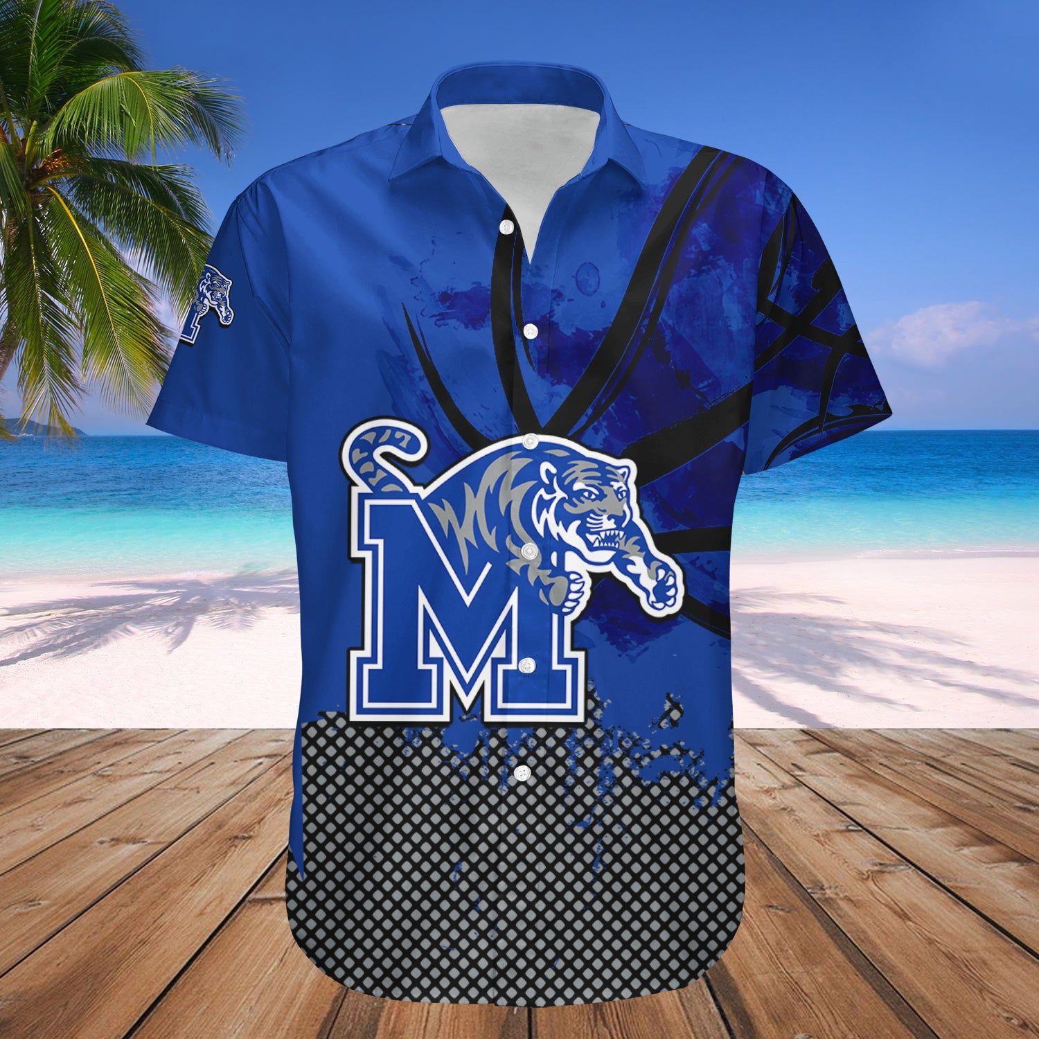 Memphis Tigers Hawaii Shirt Basketball Net Grunge Pattern – NCAA