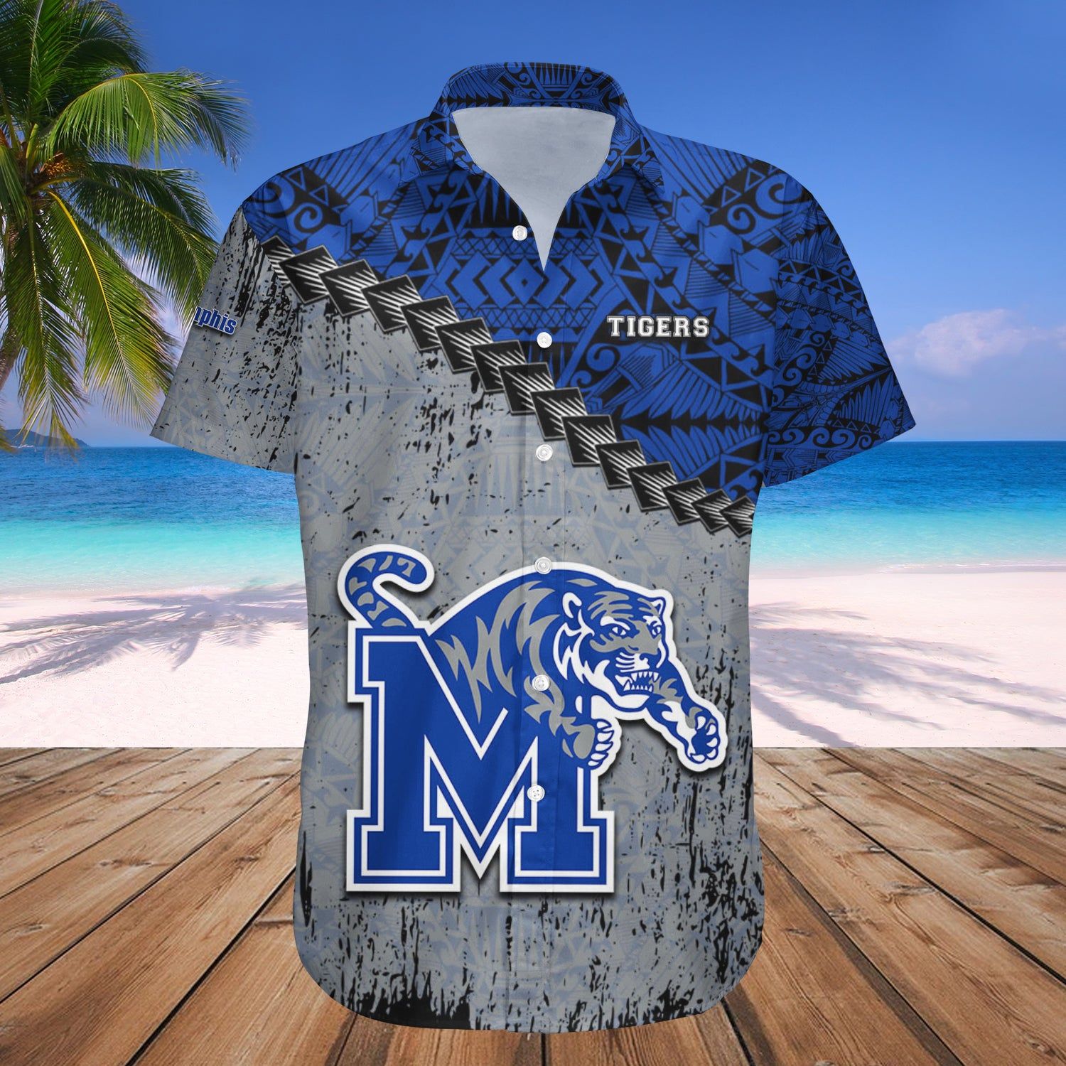 Memphis Tigers Hawaii Shirt Grunge Polynesian Tattoo – NCAA