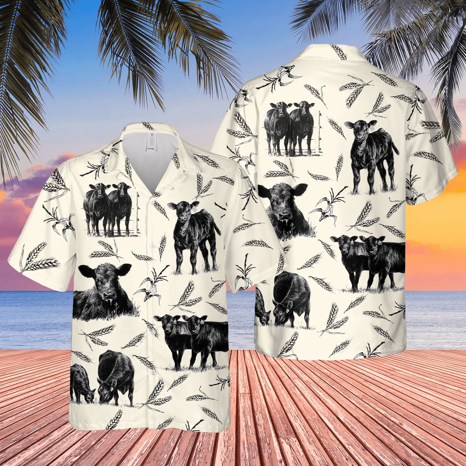 Men Cattle Hawaiian Shirt White Cattle On Farm Lovers