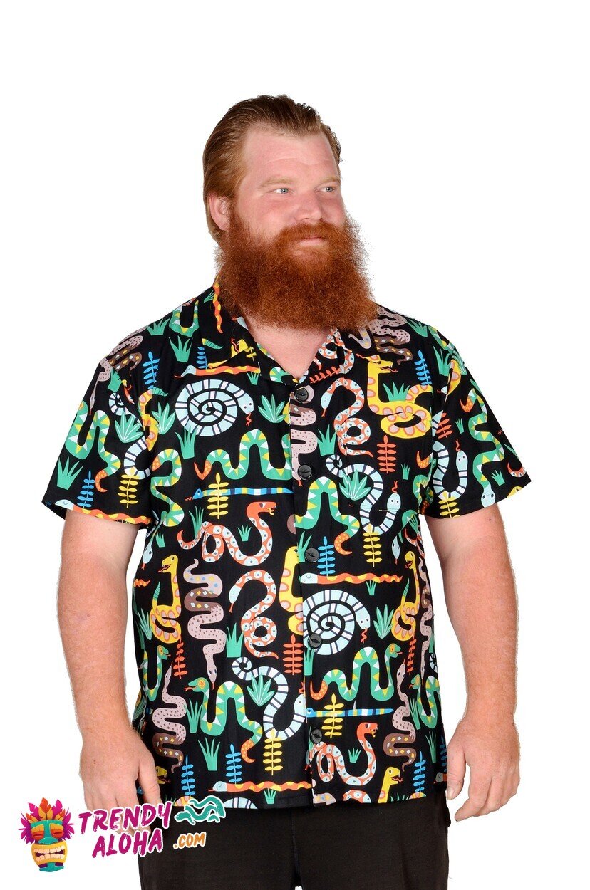 Menacing Black Snakes Pattern Hawaiian Shirt for Adventurous Spirits