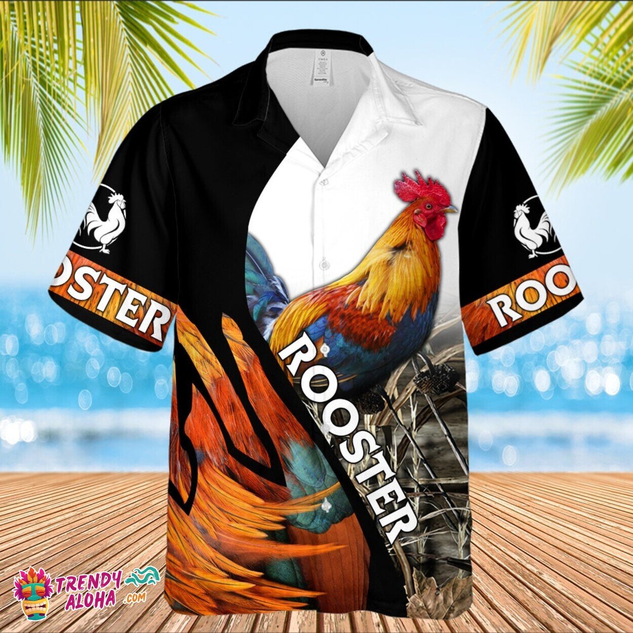 Men’s 3D Rooster Hunting Camo Print Casual Hawaiian Shirt