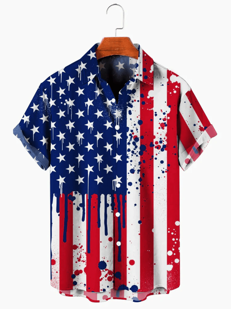 Men’s American Flag Print 4Th Of July Trendy Hawaiian Shirt For Men And Women