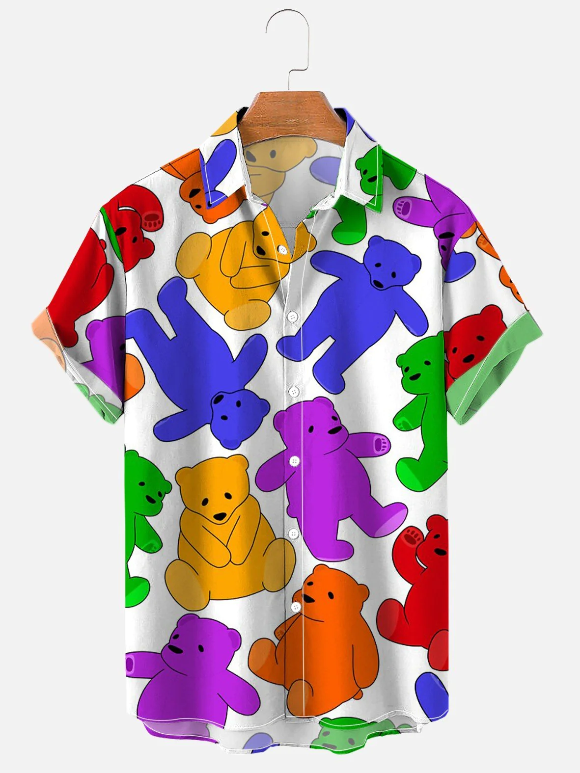 Men’s Bear Rainbow Art Print Lgbt Trendy Hawaiian Shirt