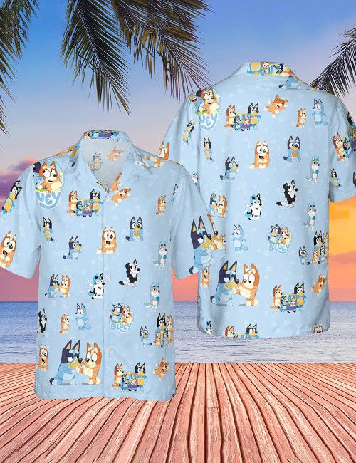 Men’s Bluey Summer Hawaiian Shirt Shorts Island Vibes Outfit