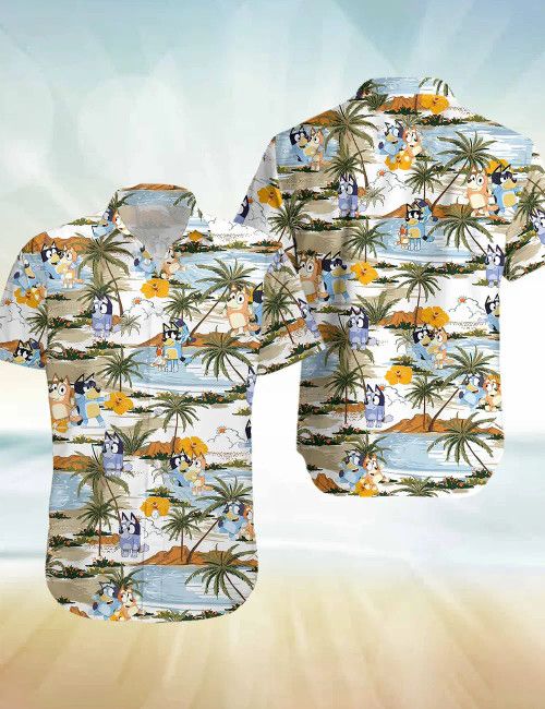 Men’s Bluey Tropical Hawaiian Shirt Shorts Seaside Adventure