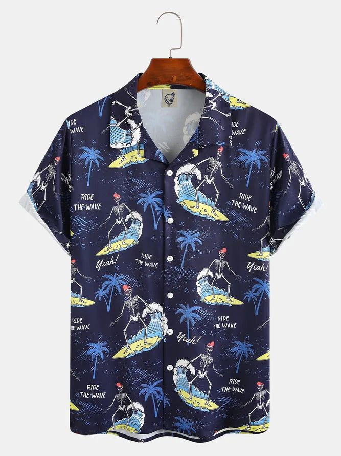 Men’s Coconut Tree Print Casual Moisture Absorbent Breathable Fabric Hawaiian Short Sleeve Shirt Men’s Coconut Tree Print Casual Moisture Absorbent Breathable Fabric Hawaiian Short Sleeve Shirt