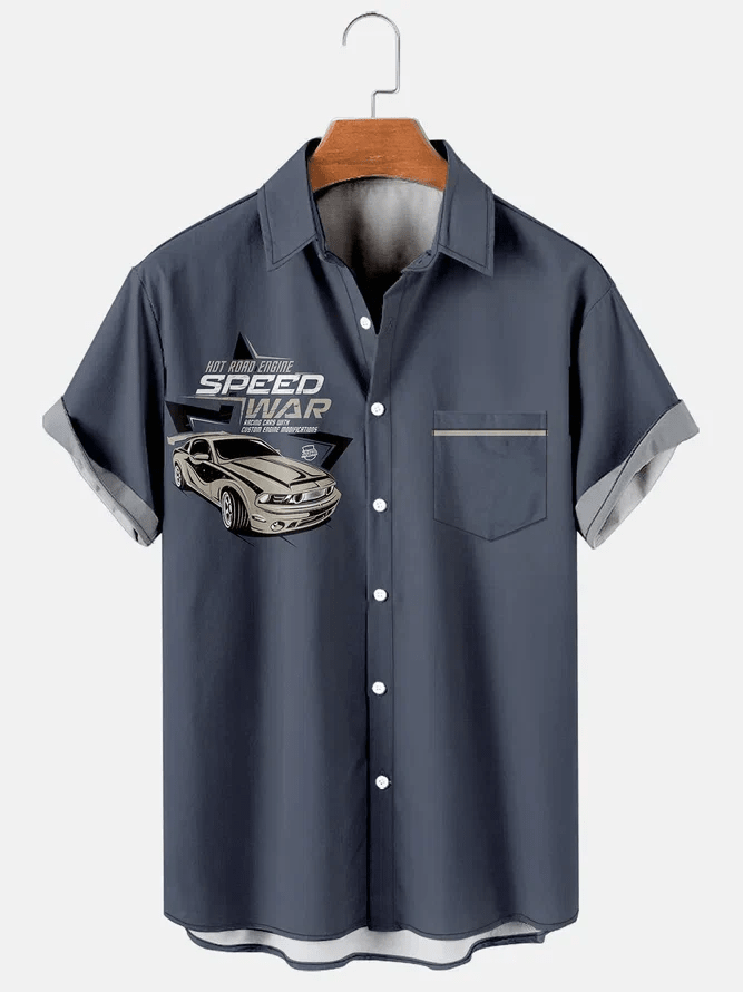 Men’s Contrast Color Car Simple Casual Trendy Hawaiian Shirt Men’s Contrast Color Car Simple Casual Trendy Hawaiian Shirt