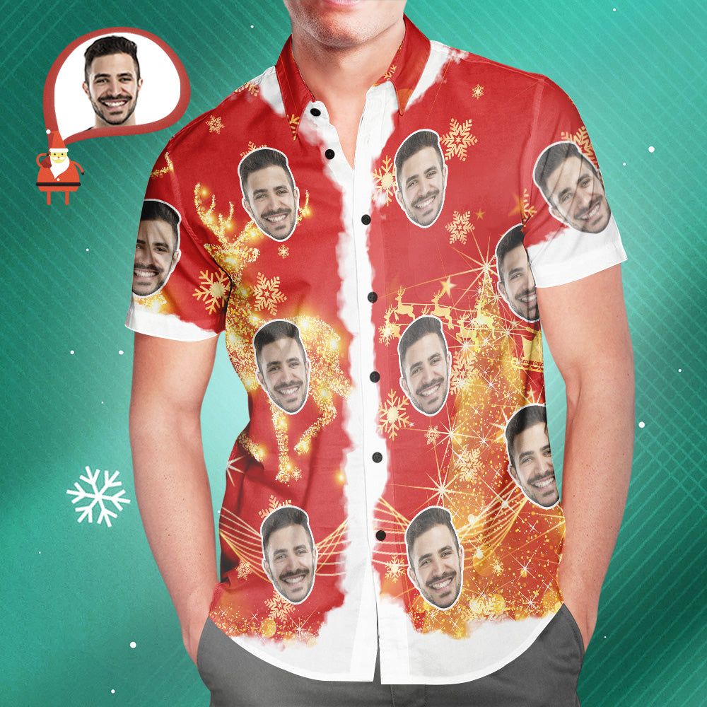 Men’s Custom Face Merry Christmas Personalized Hawaiian Shirt Christmas Gift Men’s Custom Face Merry Christmas Personalized Hawaiian Shirt Christmas Gift