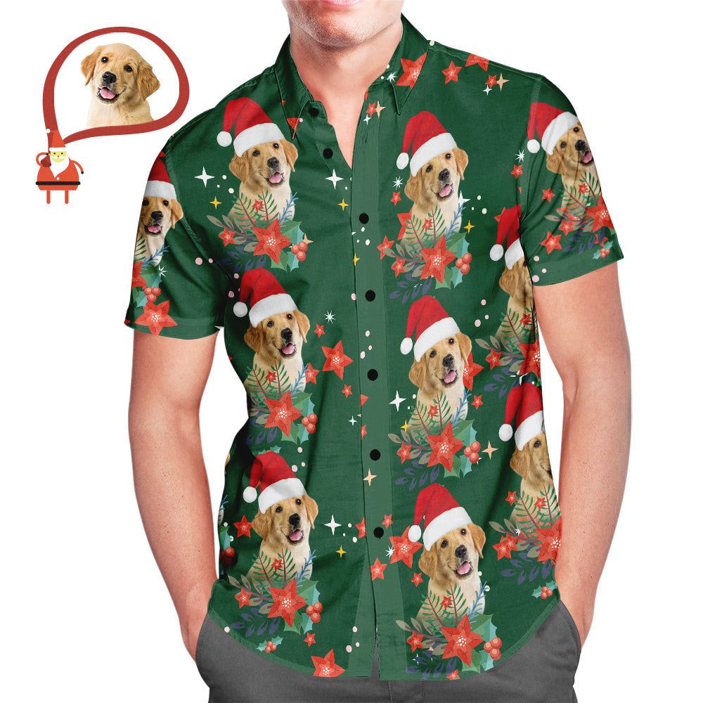 Men’s Custom Photo Christmas Hawaiian Shirts Christmas Gift For Pet Lovers