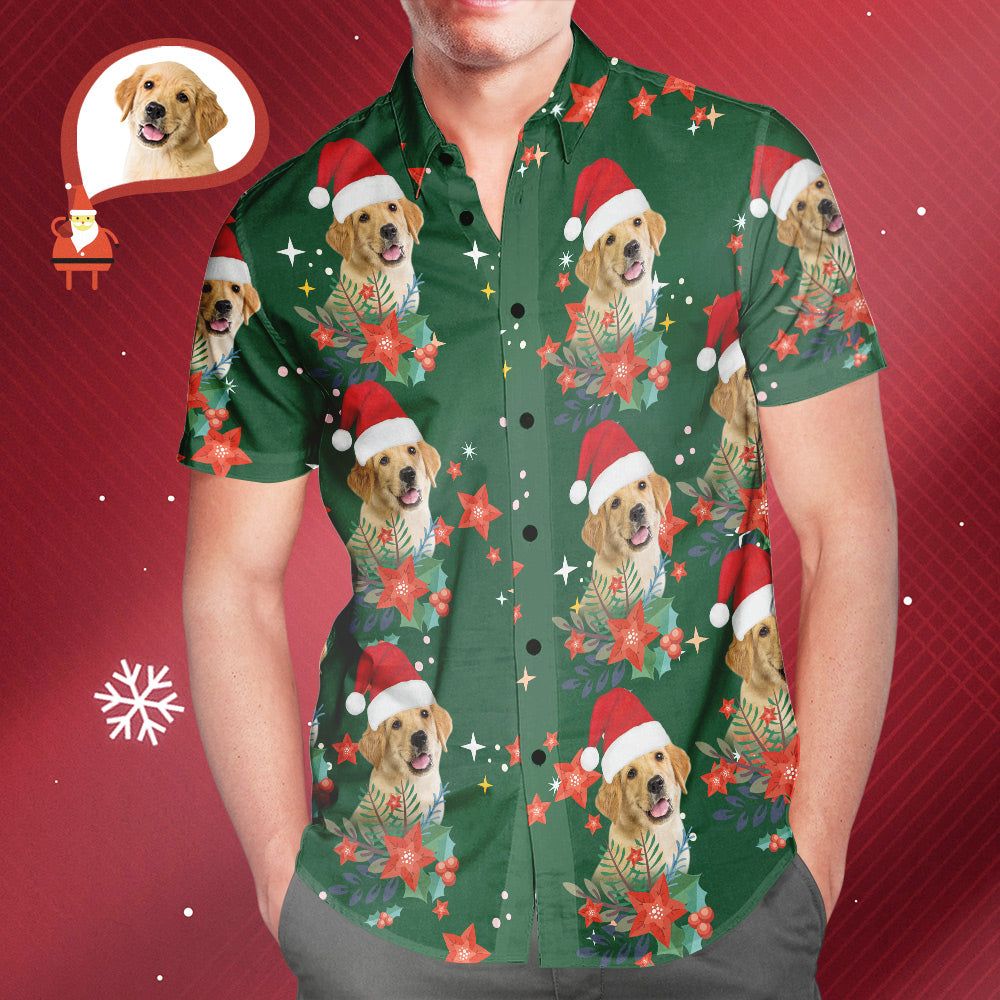 Men’s Custom Photo Christmas Hawaiian Shirts Christmas Gift For Pet Lovers Men’s Custom Photo Christmas Hawaiian Shirts Christmas Gift For Pet Lovers