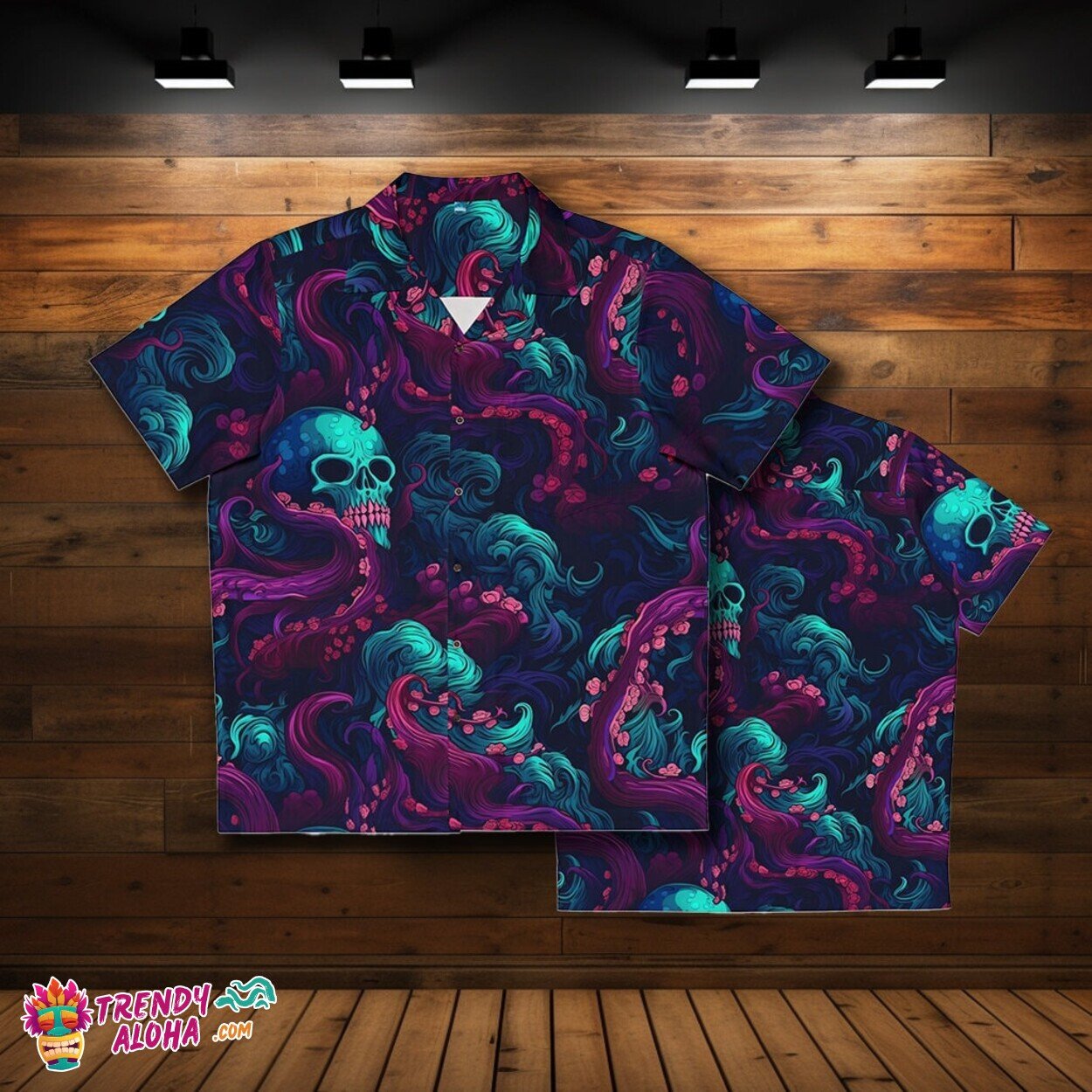 Men’s Eldritch Horror Shadows at Sea Hawaiian Monster Aloha Shirt Spooky