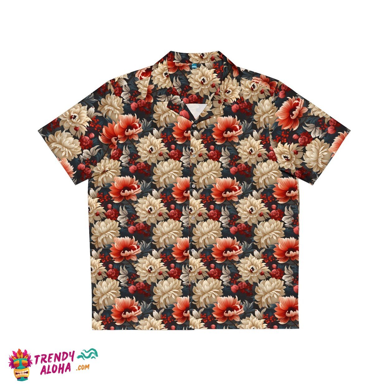 Men’s Floral Navy Red White Hawaiian Shirt Perfect Dad Bachelor Gift