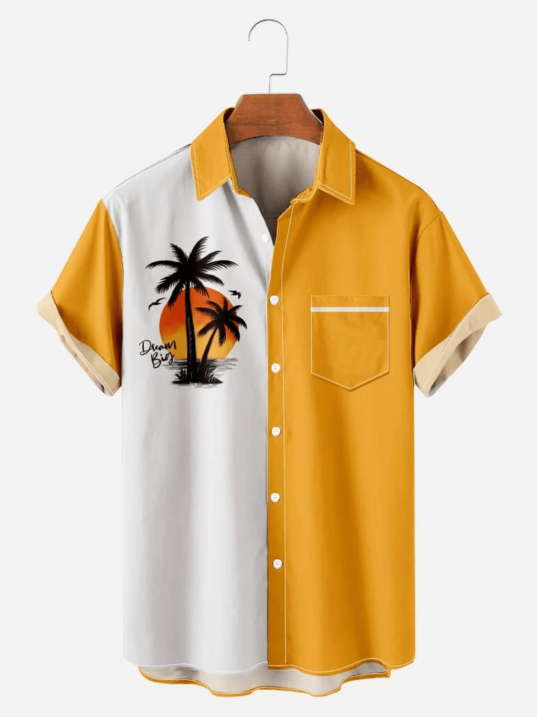 Mens Geometric Coconut Tree Print Casual Breathable Hawaiian Short Sleeved Shirt Mens Geometric Coconut Tree Print Casual Breathable Hawaiian Short Sleeved Shirt