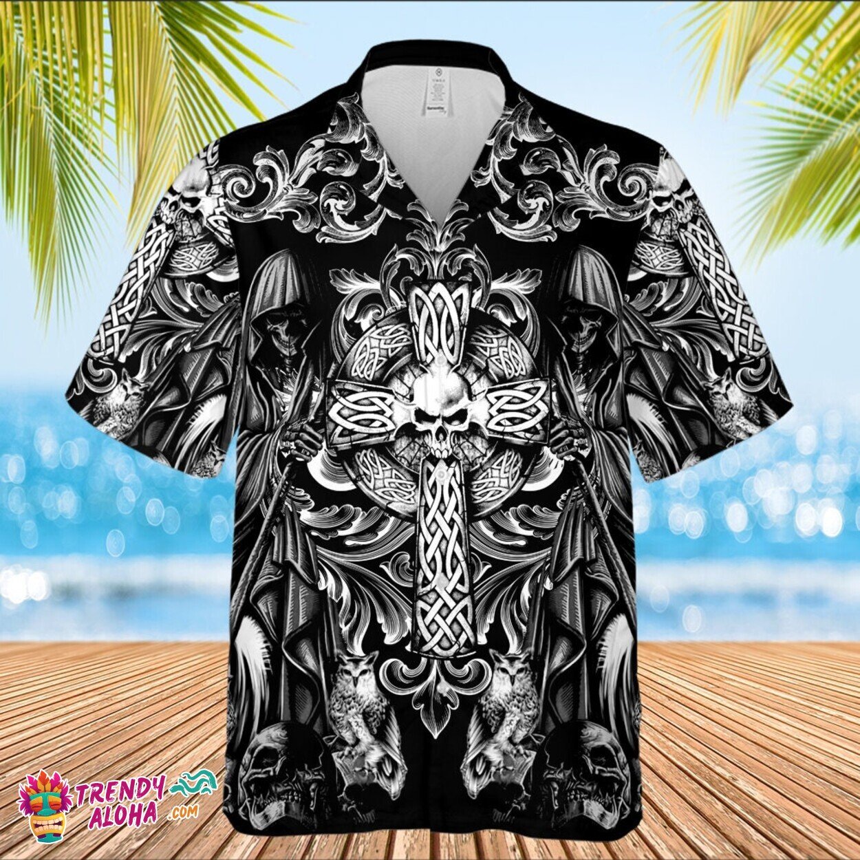 Men’s Horror Skull Death Cross Affliction 3D Printed Hawaiian Shirt