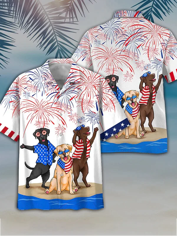 Men’s Independence Day Is Coming Casual Trendy Hawaiian Shirt, Usa Patriotic Trendy Hawaiian Shirt