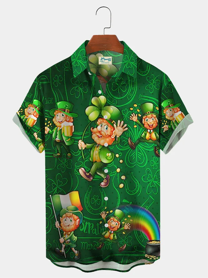 Men’s Irish Leprechaun St. Patrick’s Day Trendy Hawaiian Shirt, Gift For Patrick’s Day