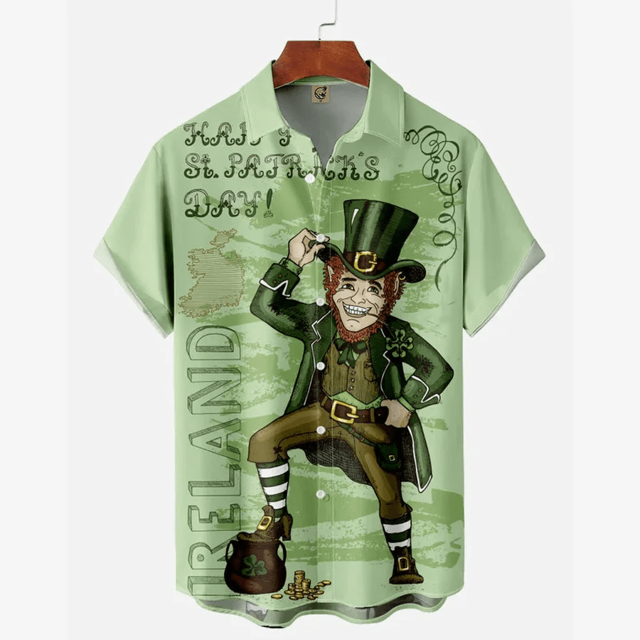 Men’s Irish Leprechaun St. Patrick’s Day Trendy Hawaiian Shirt, Gift For Patrick’s Day
