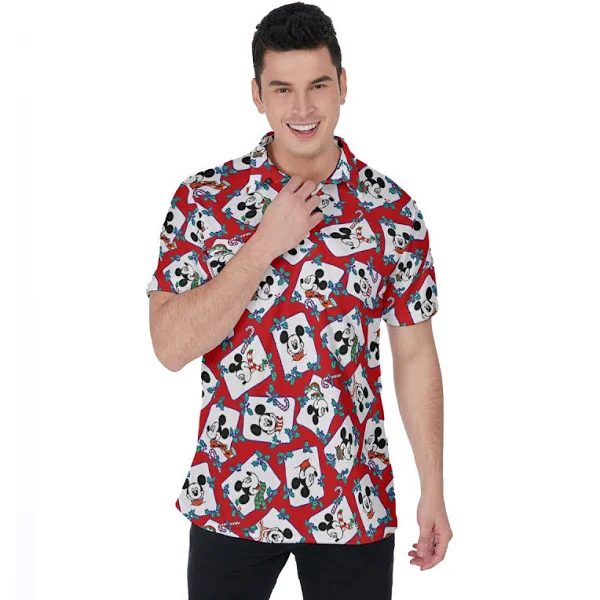 Men’s Mickey Mouse Hawaiian Disney Christmas Festive Design Holiday Shirt Men’s Mickey Mouse Hawaiian Disney Christmas Festive Design Holiday Shirt