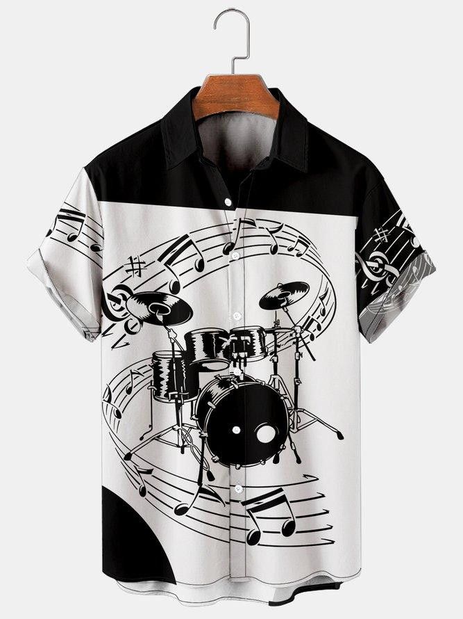 Men’s Music Drum Splicing Casual Shirt For Men And Women
