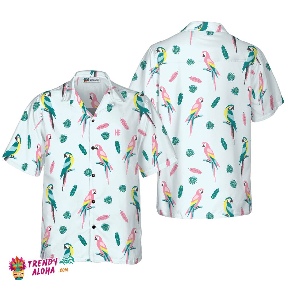 Men’s Parrot And Exotic Leaves Shirt Hawaiian Shirt