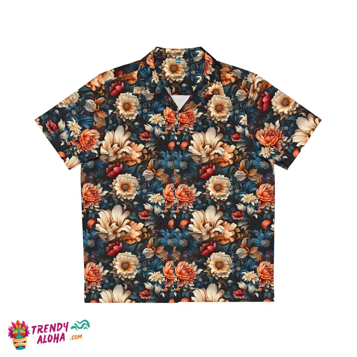 Men’s Relaxation Style Tropical Floral Print Aloha Hawaiian Shirt