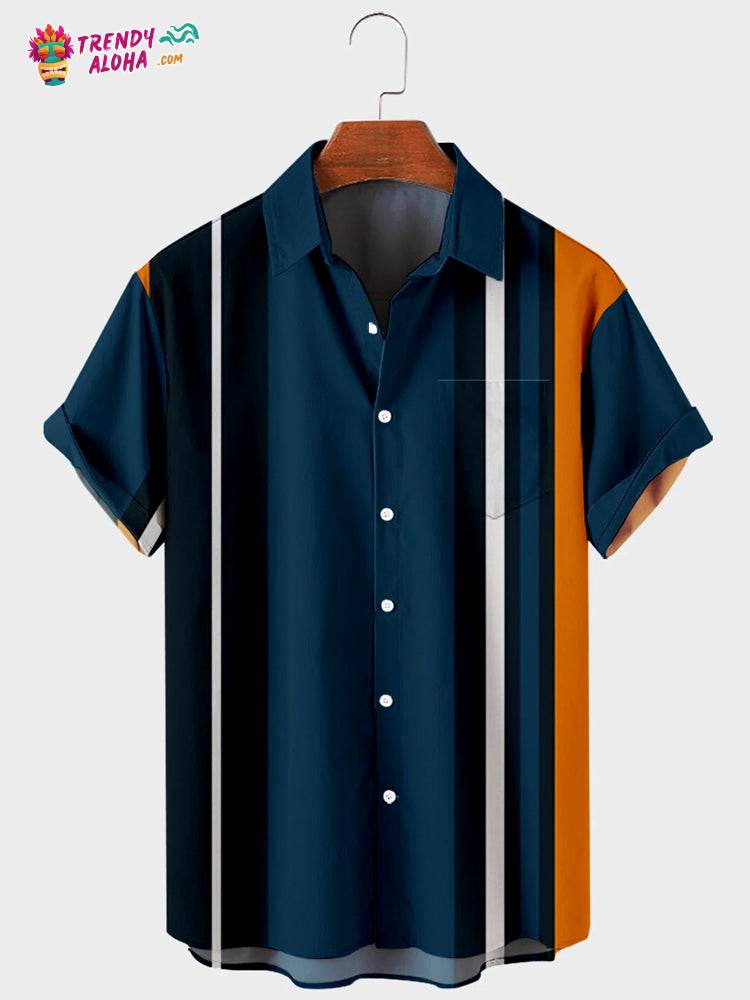 Men’s Retro Geometric Abstract Elements Trendy Aloha Shirt