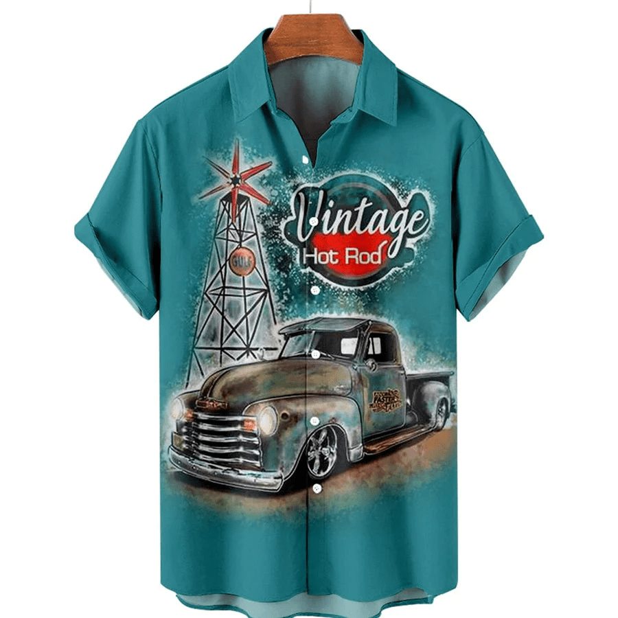 Men’s Retro Simple Car Contrast Color Casual Trendy Hawaiian Shirts For Men, Women Men’s Retro Simple Car Contrast Color Casual Trendy Hawaiian Shirts For Men, Women