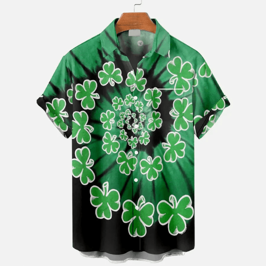 Men’s St. Patrick’s Day Short Sleeve Trendy Hawaiian Shirt, Patrick’s Day Gift