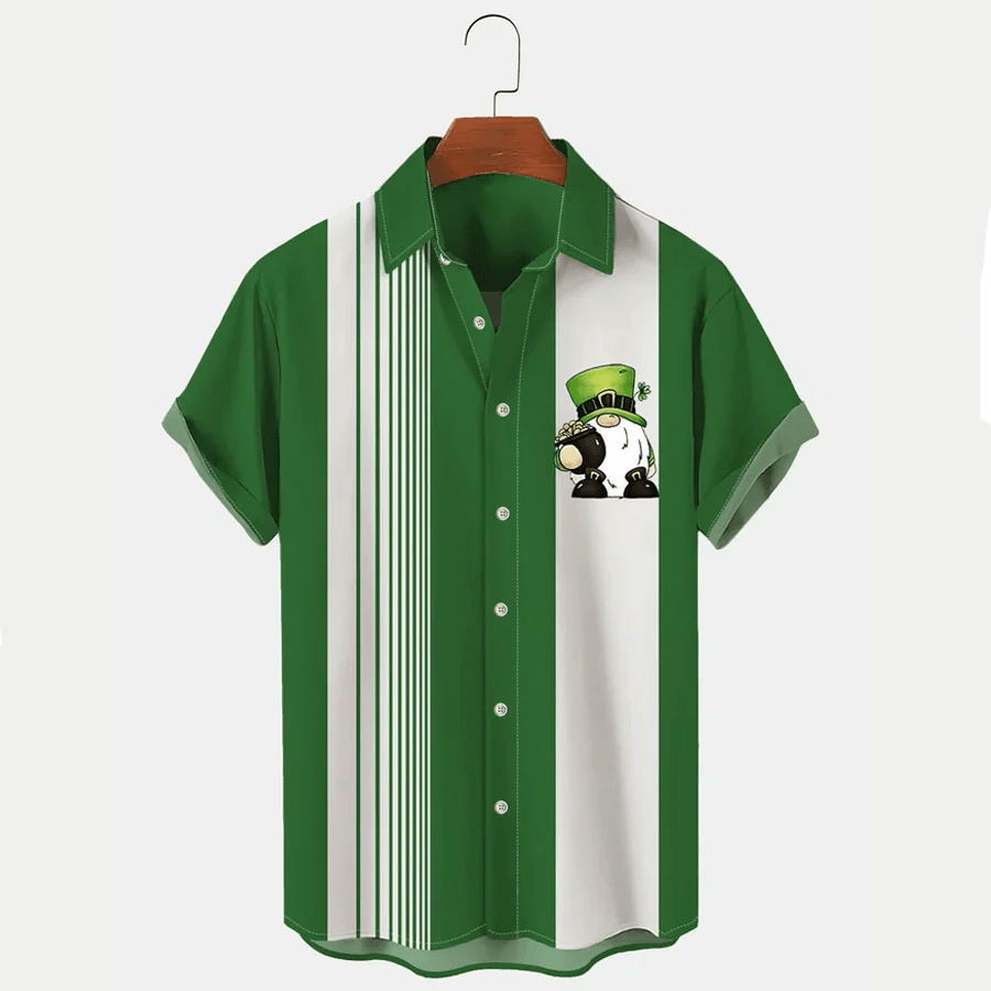 Men’s St. Patrick’s Trendy Hawaiian Shirts Clover Gnome, St. Patrick’s Day Gifts