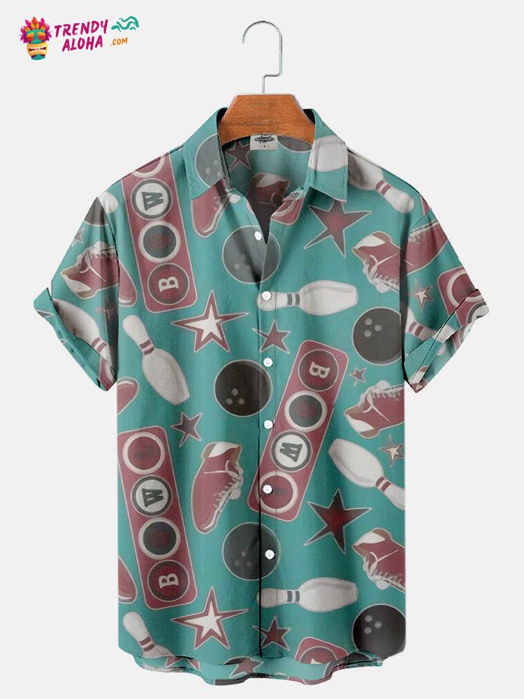Men’s Vintage Bowling Geometric Print Regular Sleeve Trendy Aloha Shirt Men’s Vintage Bowling Geometric Print Regular Sleeve Trendy Aloha Shirt