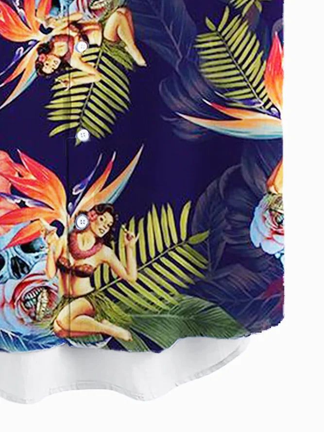 Men’s Vintage Printed Shirt Collar Shirt