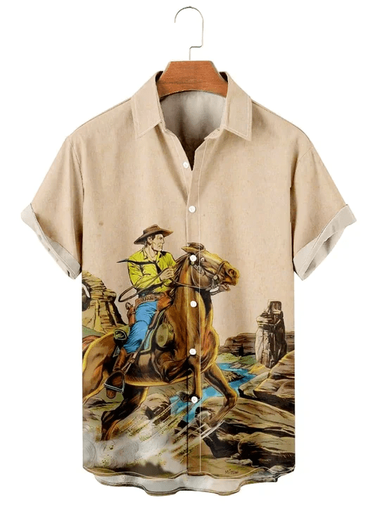 Men’s Vintage Western Denim Casual Trendy Hawaiian Shirt Men’s Vintage Western Denim Casual Trendy Hawaiian Shirt