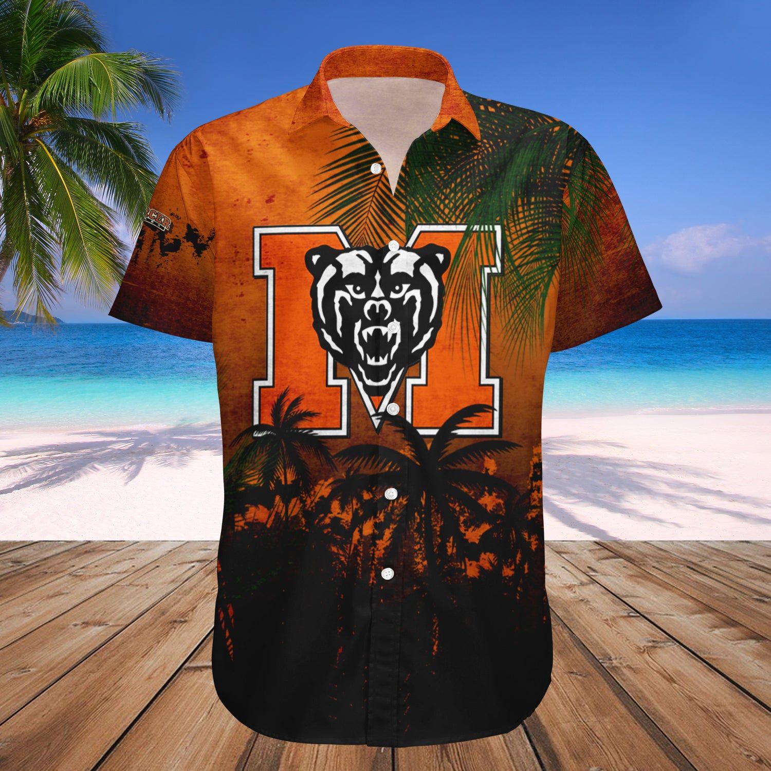Mercer Bears Hawaii Shirt Coconut Tree Tropical Grunge – NCAA
