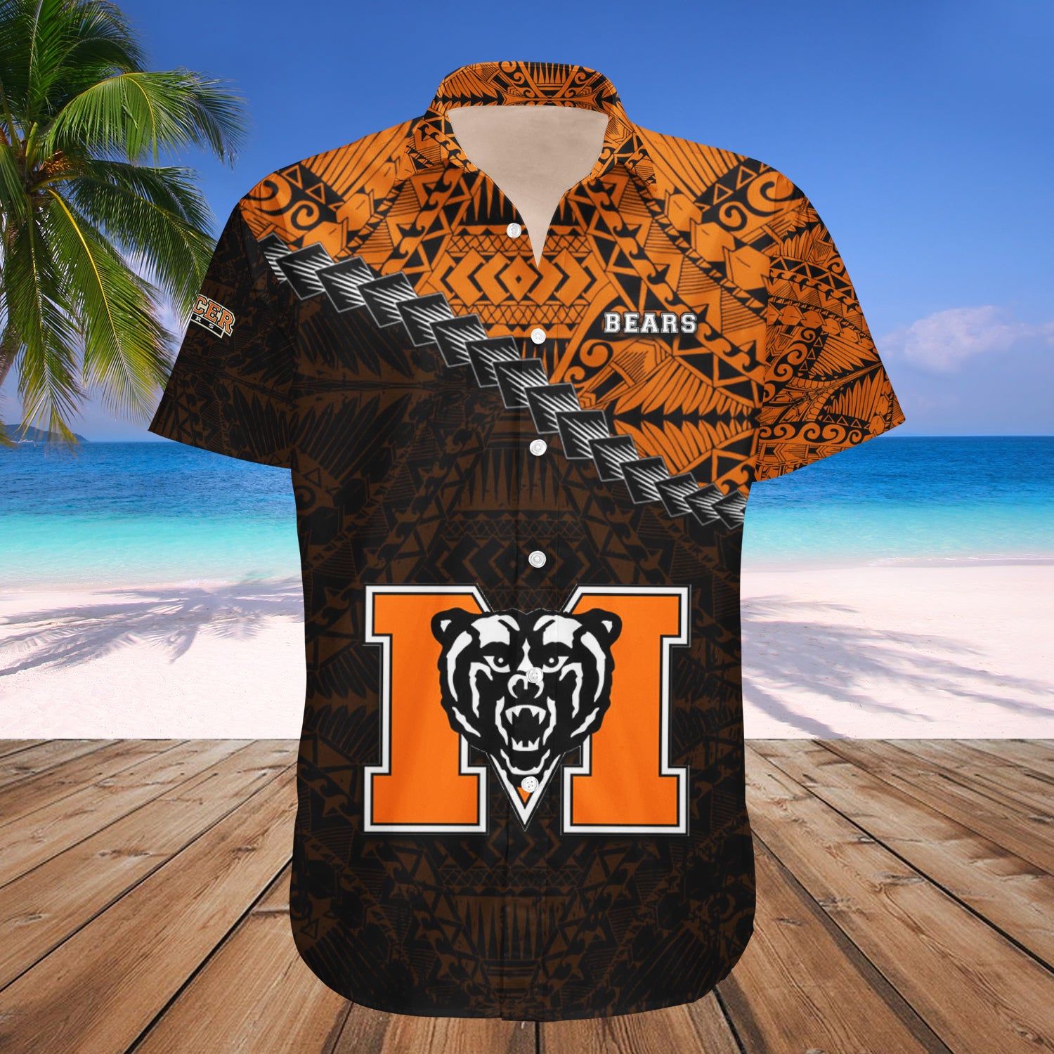 Mercer Bears Hawaii Shirt Grunge Polynesian Tattoo – NCAA