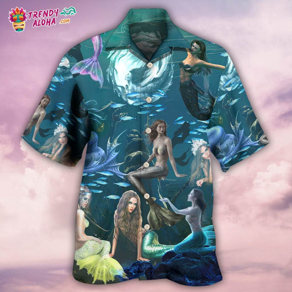 Mermaid In The Dark Deep Sea Hawaiian Shirt – Trendy Aloha