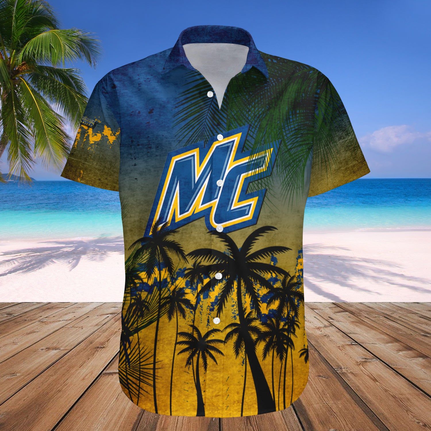 Merrimack Warriors Hawaii Shirt Coconut Tree Tropical Grunge – NCAA