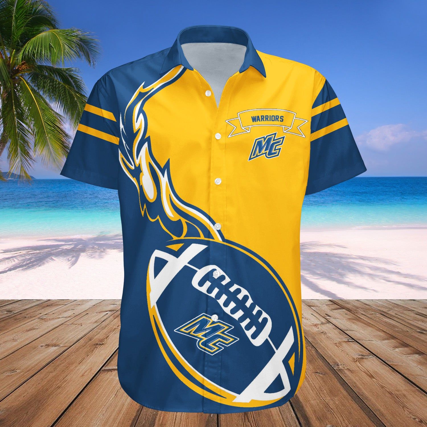 Merrimack Warriors Hawaii Shirt Flame Ball – NCAA