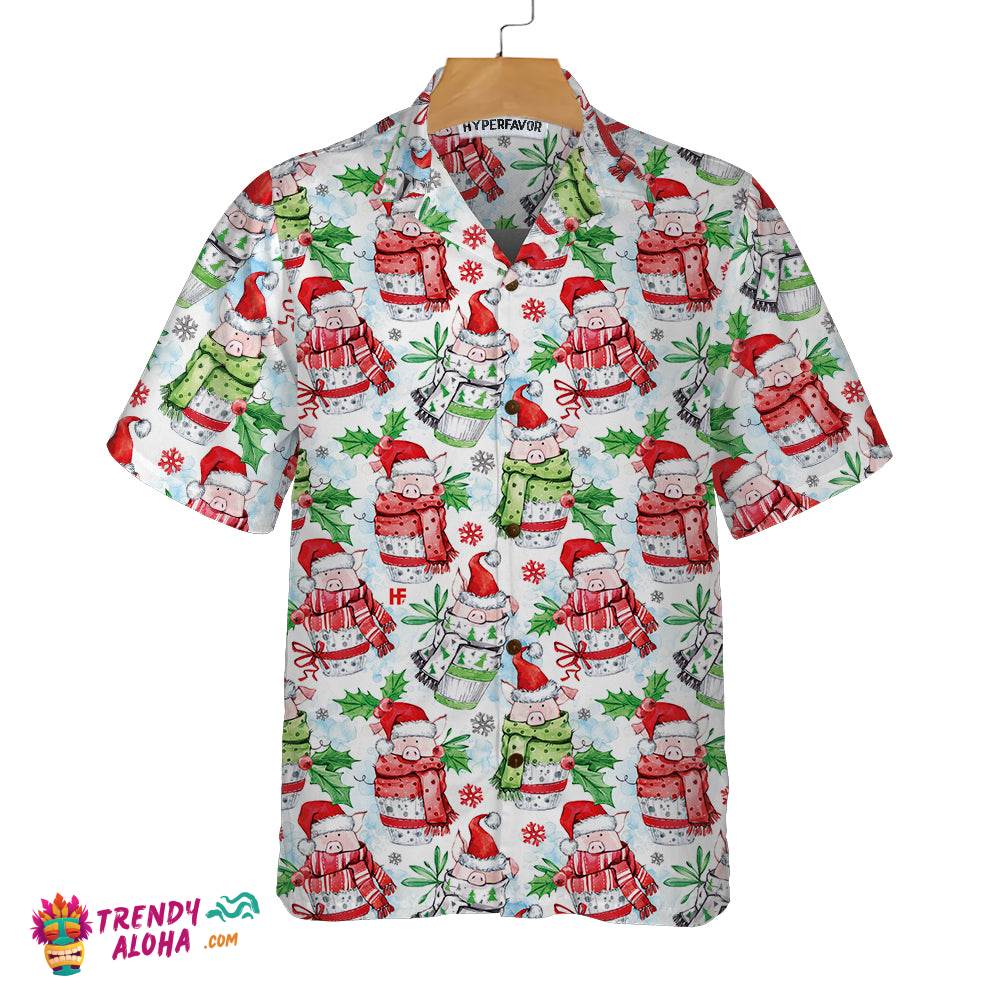 Merry Christmas Cute Pigs Hawaiian Shirt, Funny Christmas Shirt, Unique Gift For Christmas