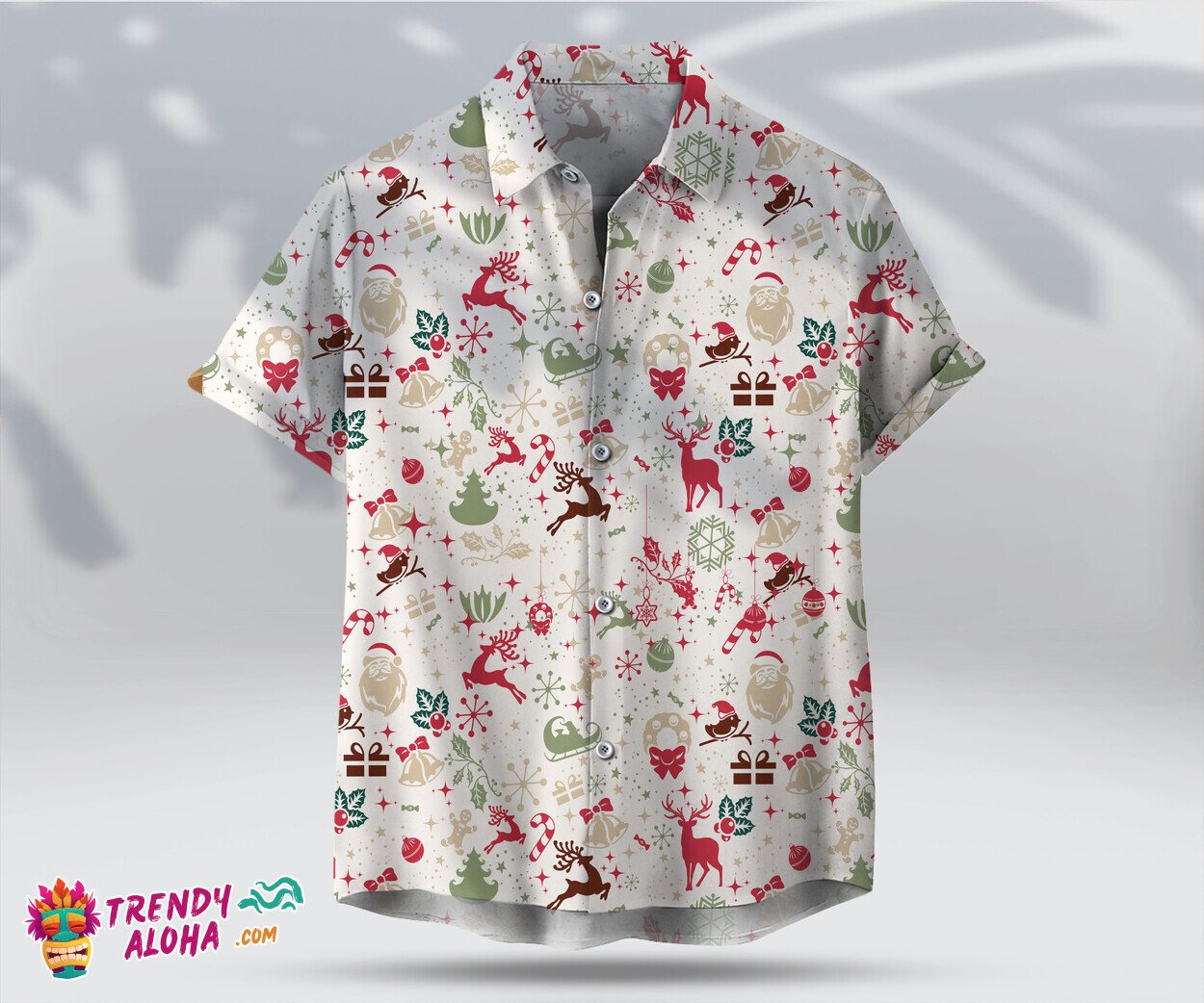 Merry Christmas Pattern Unisex Hawaiian Festive Winter Tee