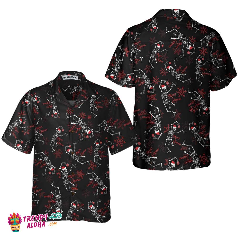 Merry Creepmas Skeleton Christmas Hawaiian Shirt, Skeleton Dancing Christmas Gift Idea