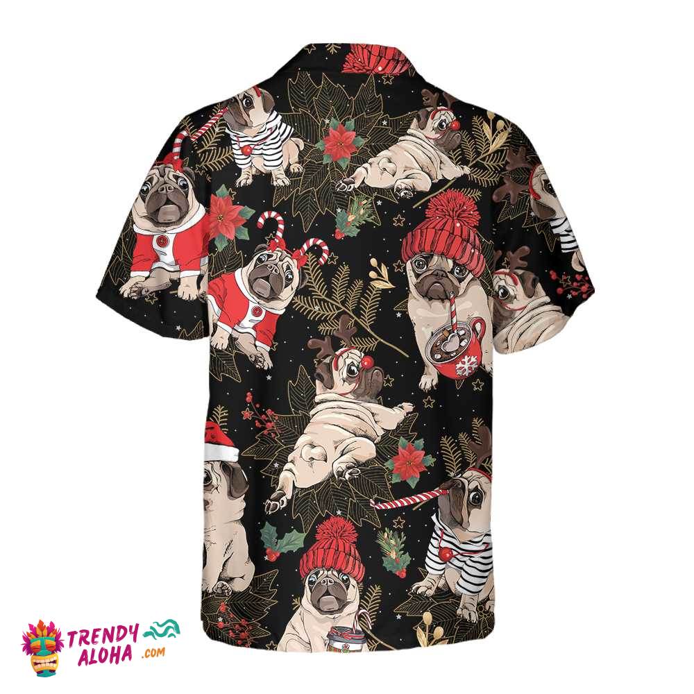 Merry Pug Party Hawaiian Shirt, Funny Christmas Pug Dog Shirt For Men
