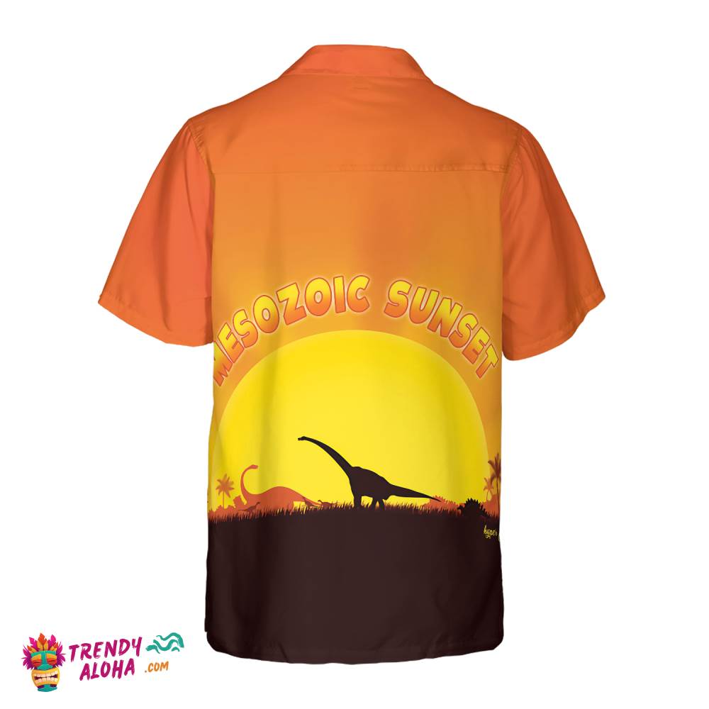Mesozoic Sunset Dinosaur Hawaiian Shirt