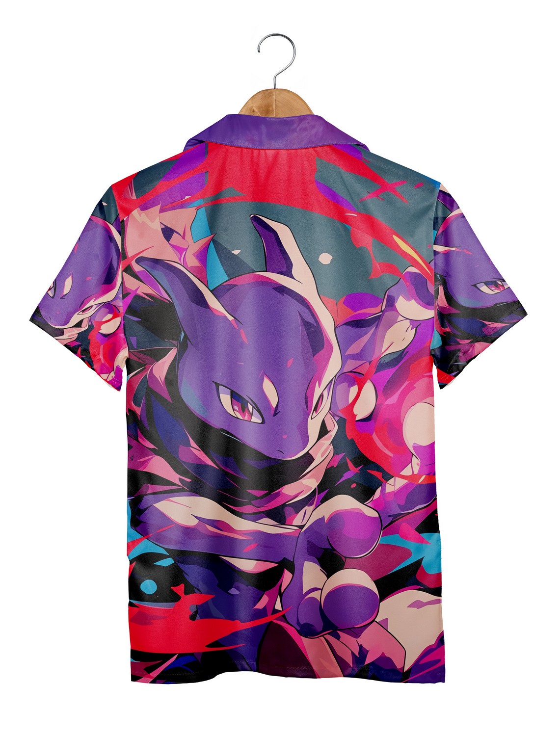 Mewtwo Pokemon Hawaiian Shirt, Mewtwo Attack Aloha Shirt, Anime Pokemon Fans Shirt